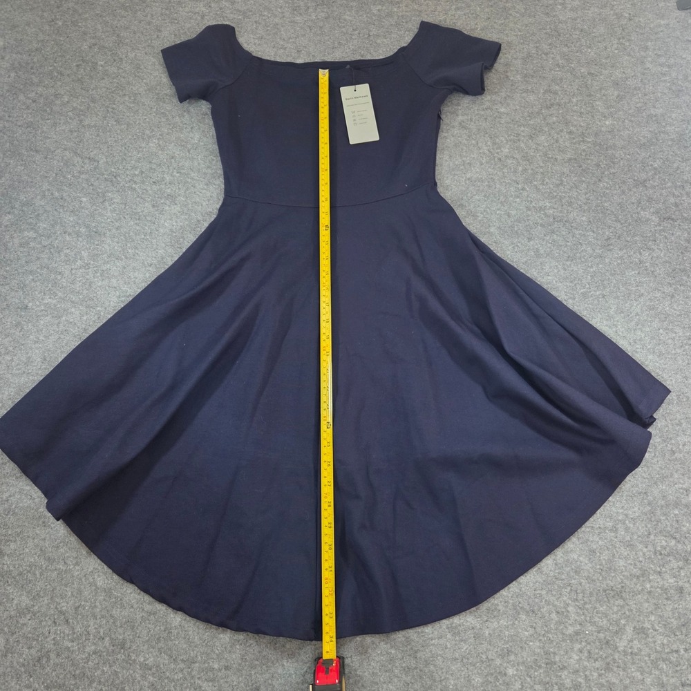 Sarin Mathews Navy Off Shoulder High Low Fit Flare Cocktail Dress Small NWT - Picture 7 of 7